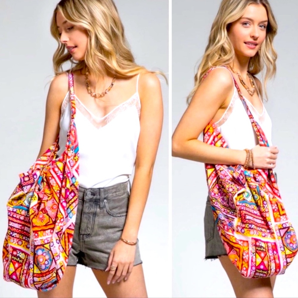 B121U❤️Ruggine handmade Boho best red ethnic print hobo bag w/gr8 print❤️